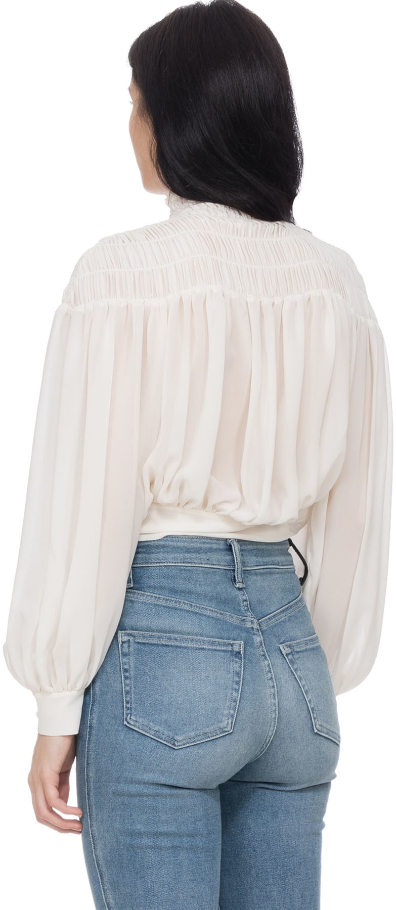 Frame: White Smocked Tie Back Blouse - 3