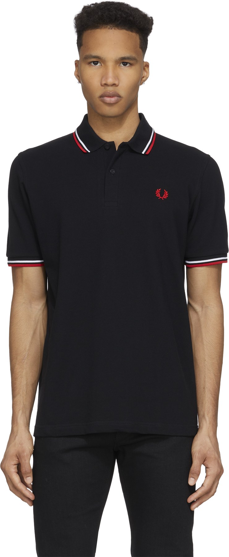 Fred Perry: Black M12 Twin Tipped Polo Shirt - 1