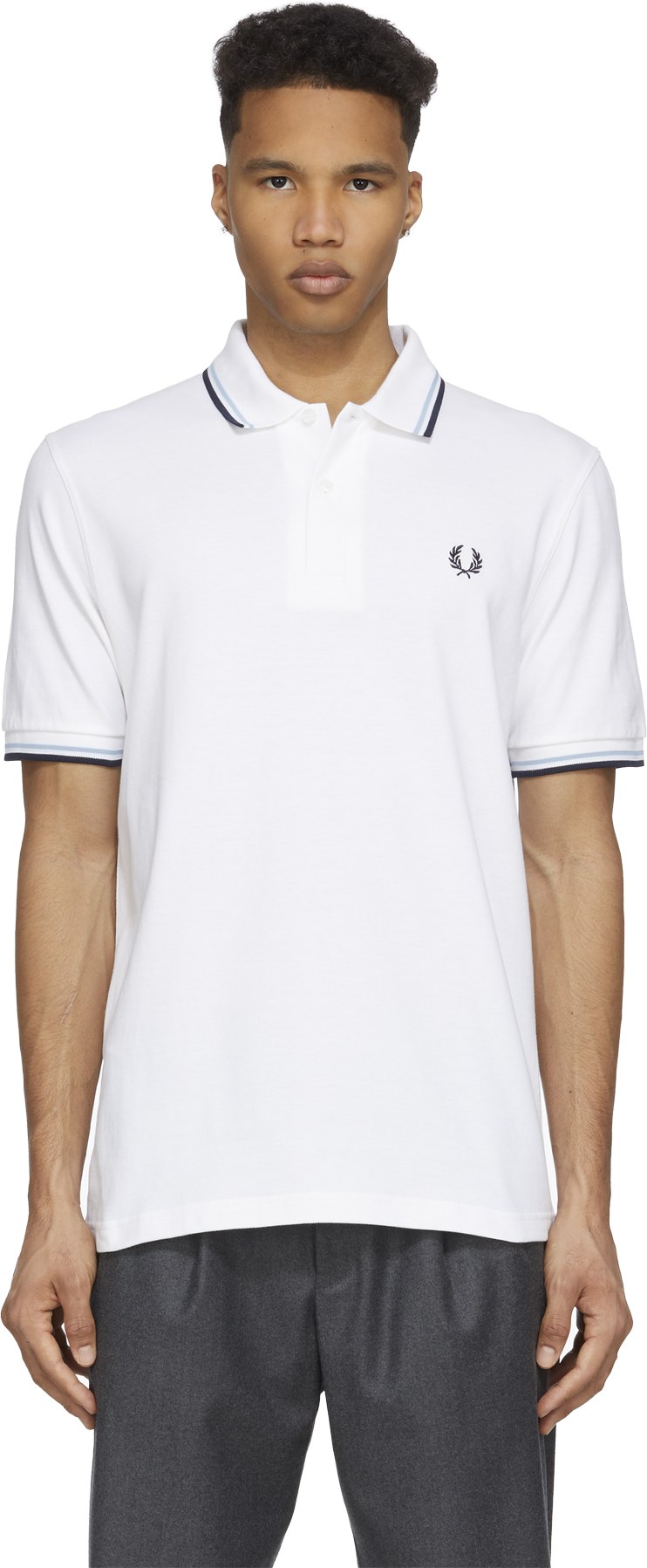 Fred Perry: White M12 Twin Tipped Polo Shirt - 1