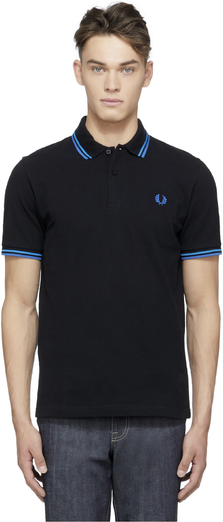 Fred Perry: Blue M12 Twin Tipped Polo Shirt - 1