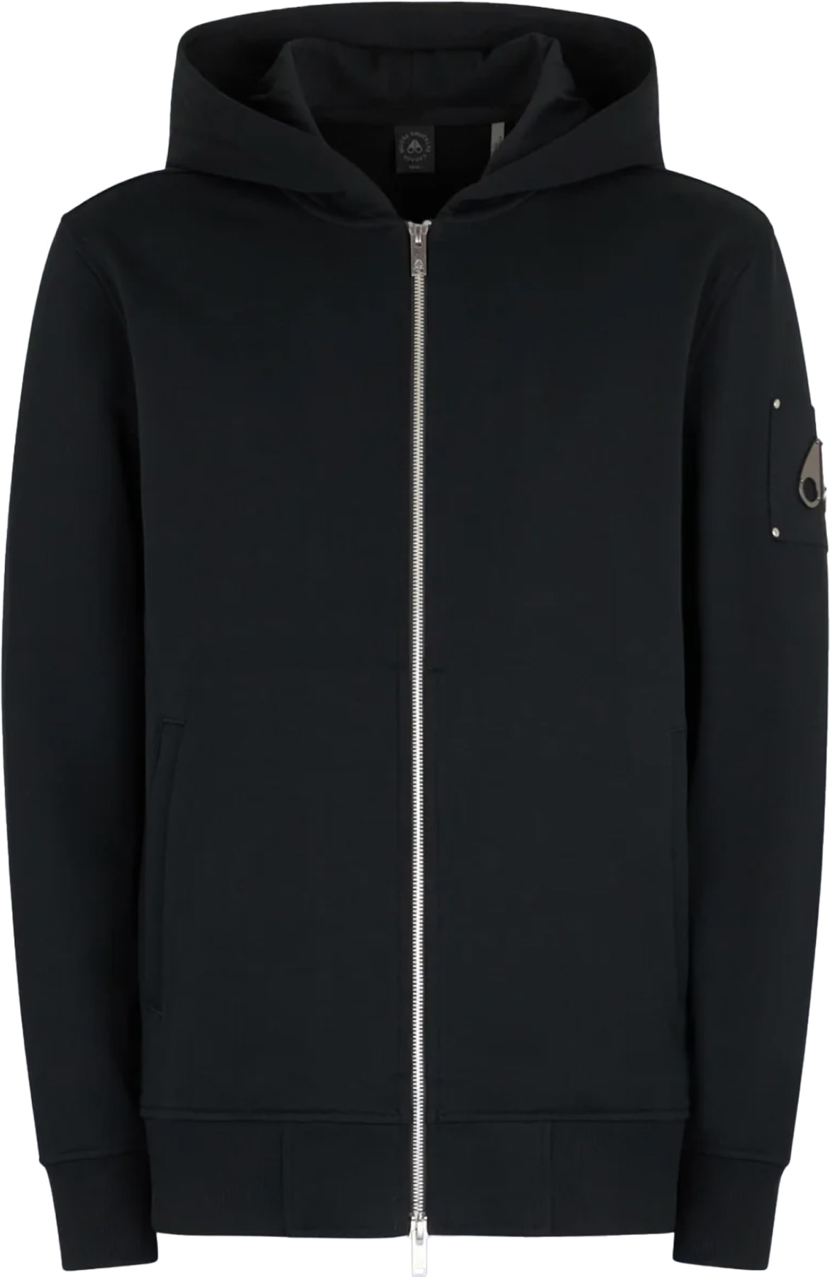 Moose Knuckles: Black Hartsfield Zip Up Hoodie - 1