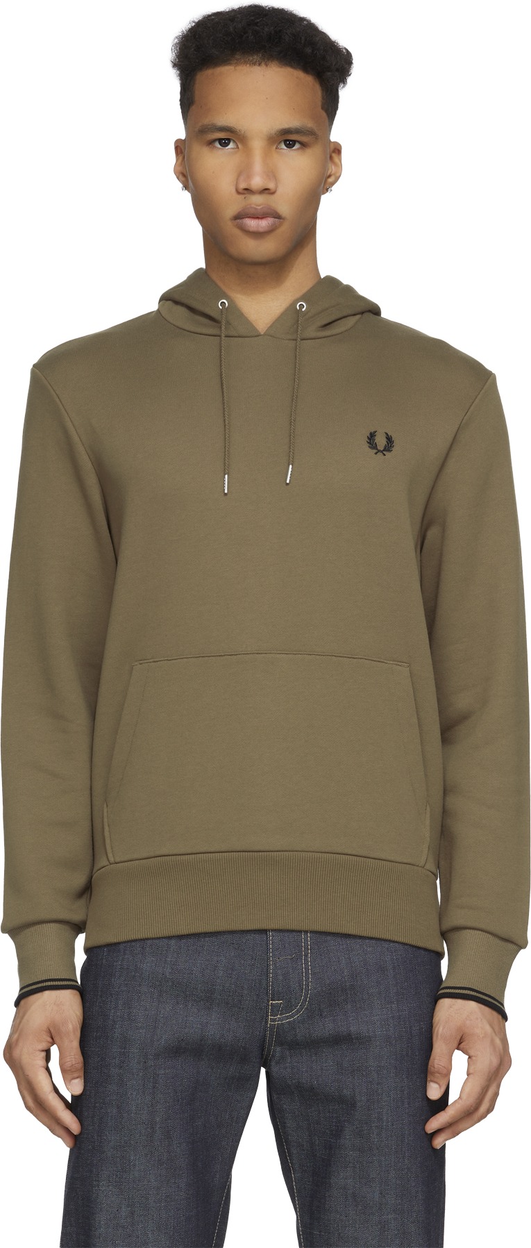 Fred Perry: Brun Pull à Capuche Tipped Brun - 1