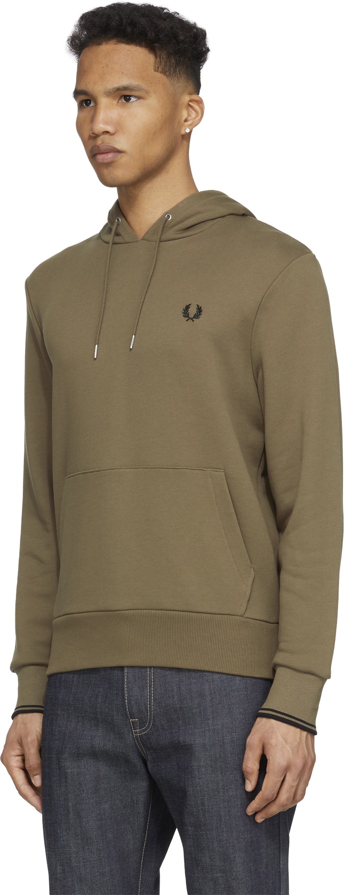 Fred Perry: Brun Pull à Capuche Tipped Brun - 2