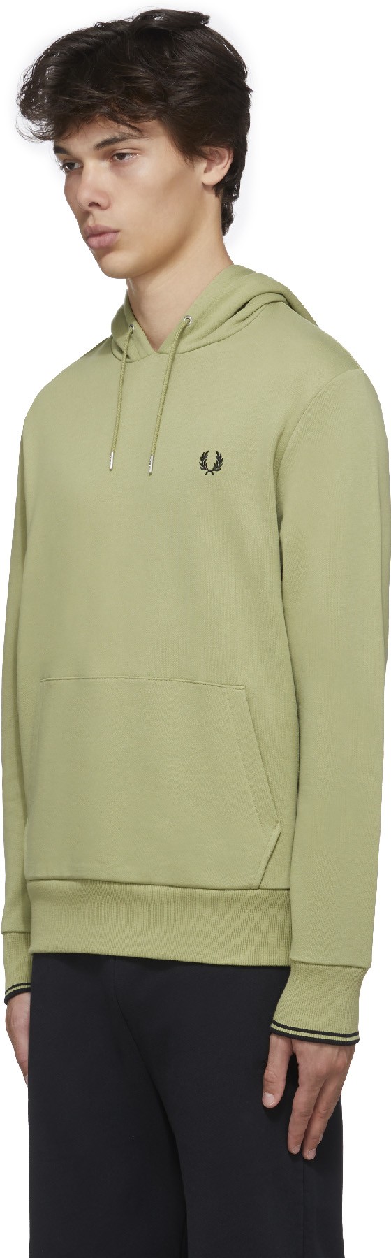 Fred Perry: Vert Pull à Capuche Tipped Vert - 2