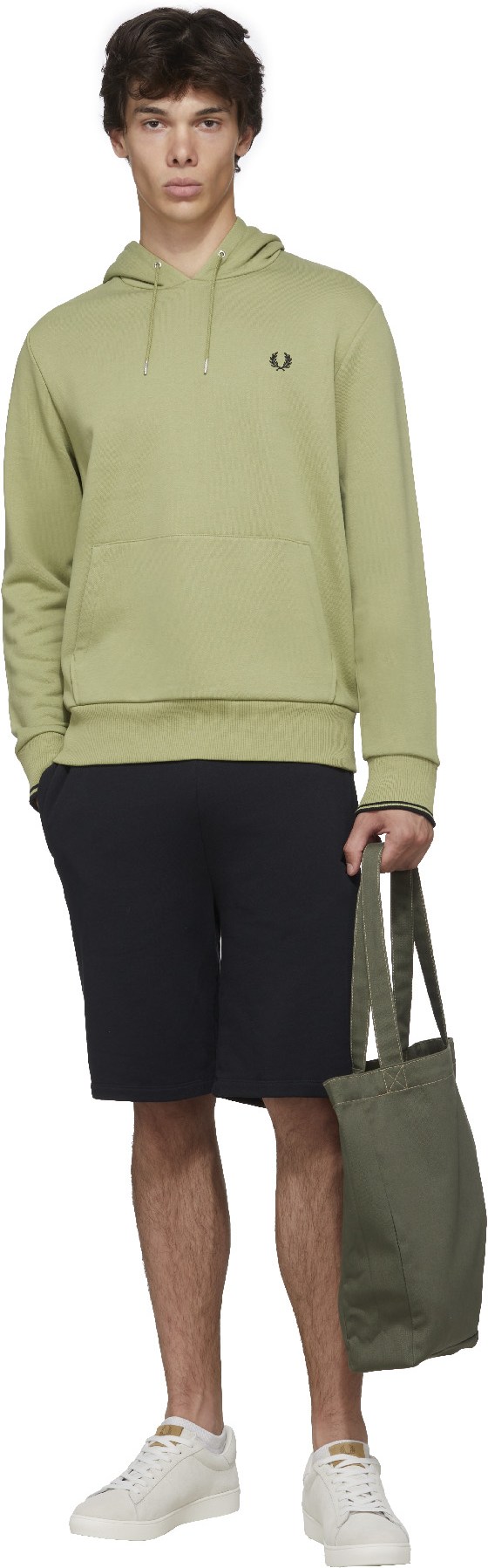 Fred Perry: Green Tipped Hoodie - 4