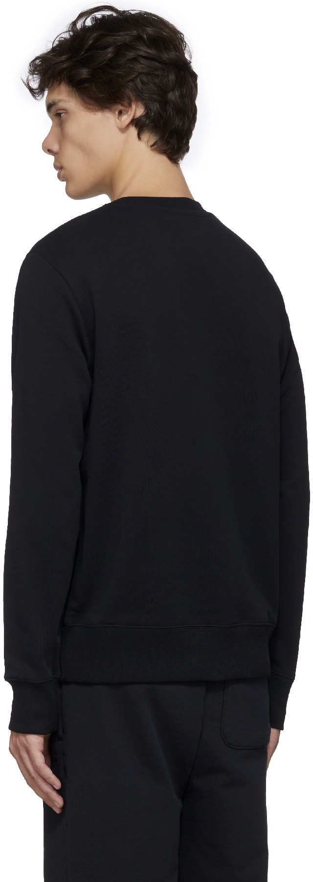 Fred Perry: Black Embroidered Crew Sweater - 3