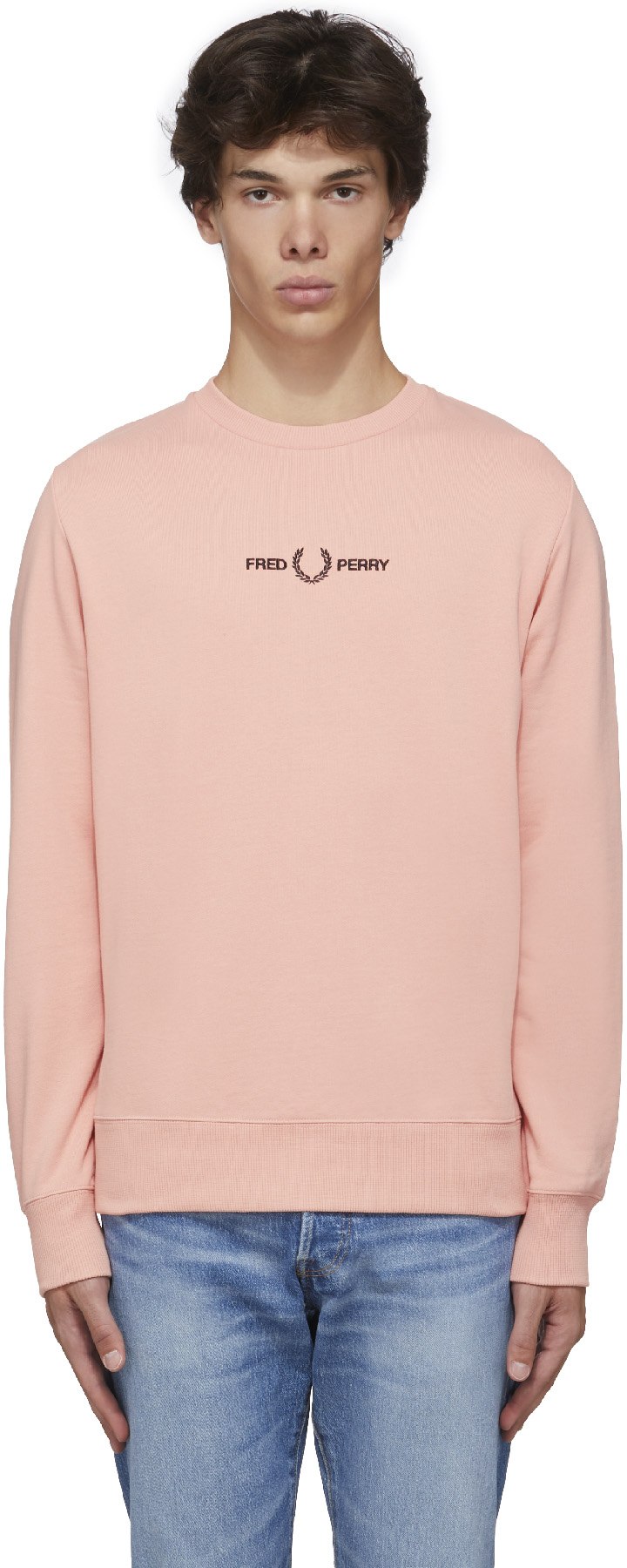 Fred Perry: Pink Embroidered Crew Sweater - 1