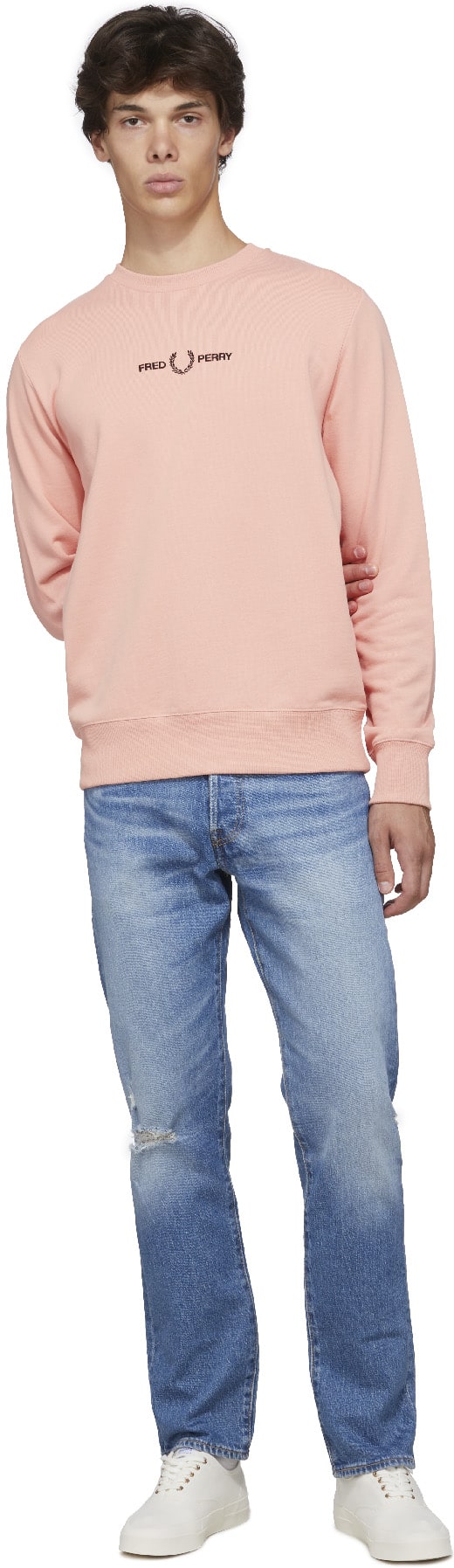 Fred Perry: Pink Embroidered Crew Sweater - 4