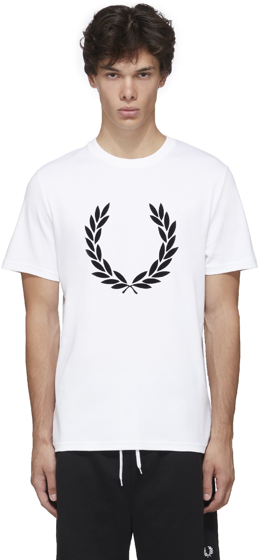 Fred Perry: White Flock Laurel Wreath T-Shirt - 1