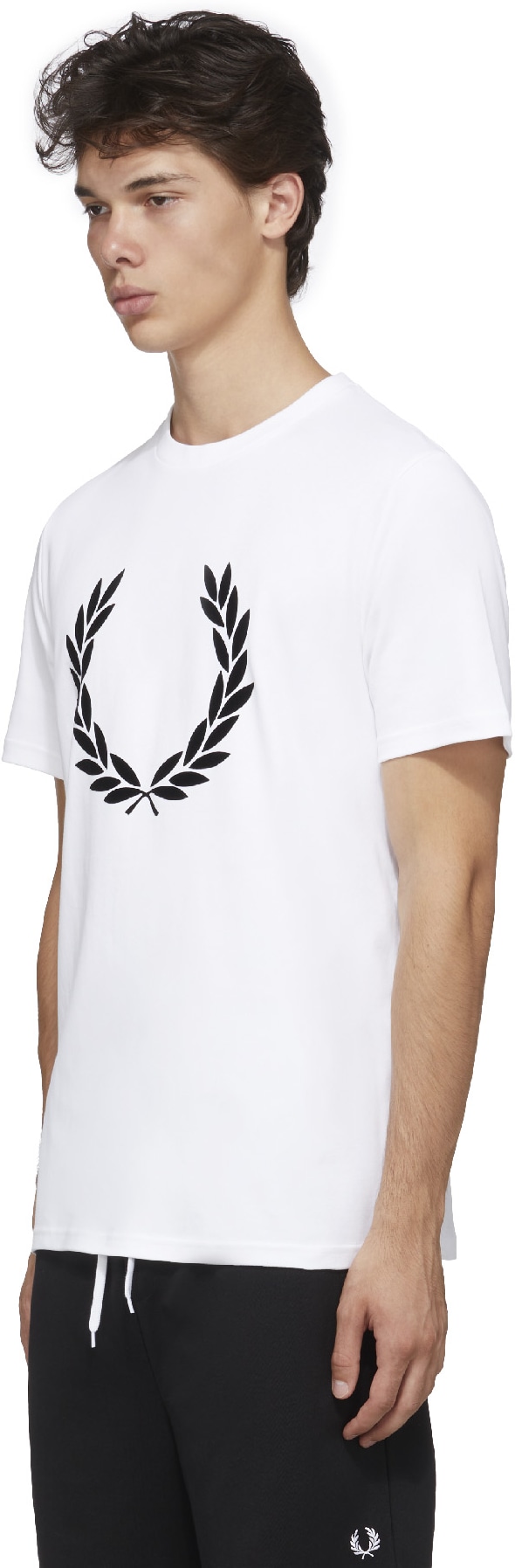 Fred Perry: White Flock Laurel Wreath T-Shirt - 2