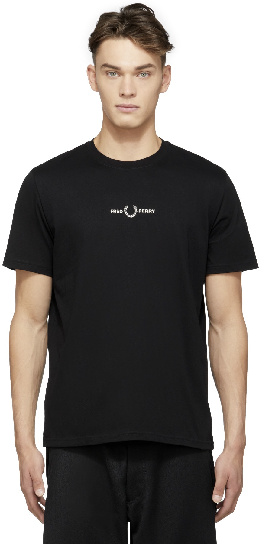 Fred Perry: Black Embroidered Logo T-Shirt - 1
