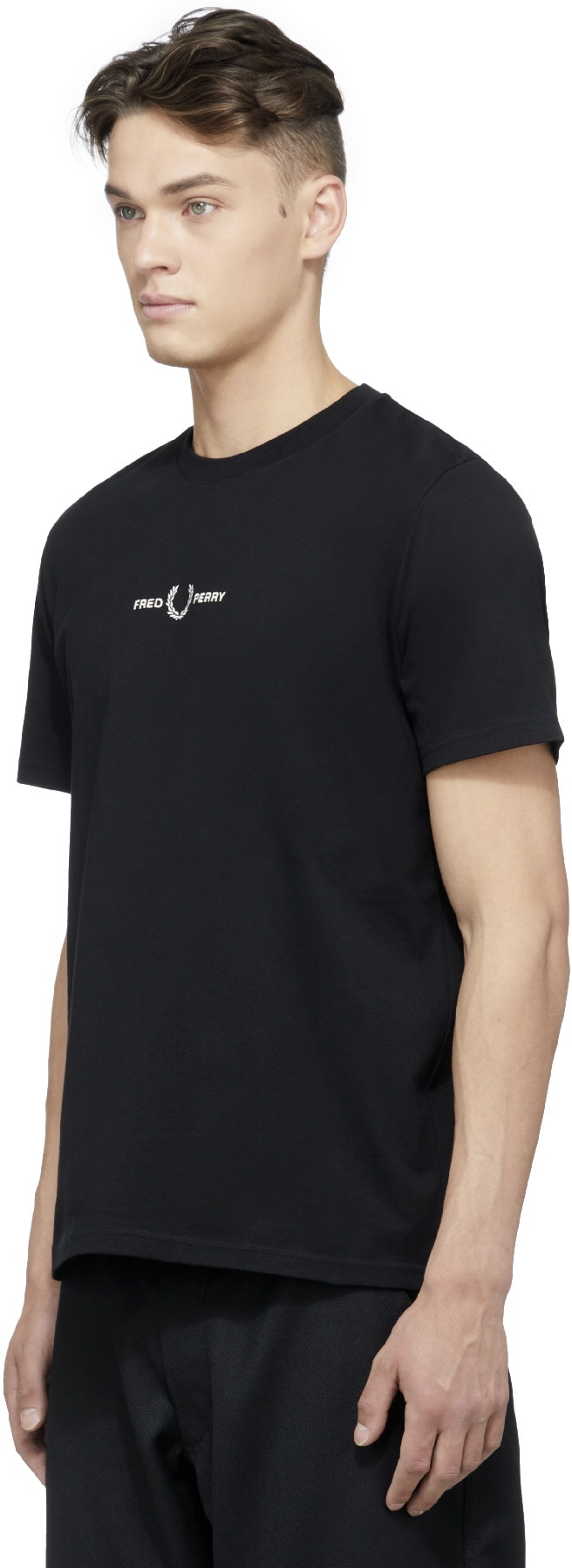 Fred Perry: Noir T-Shirt Logo Brodé Noir - 2