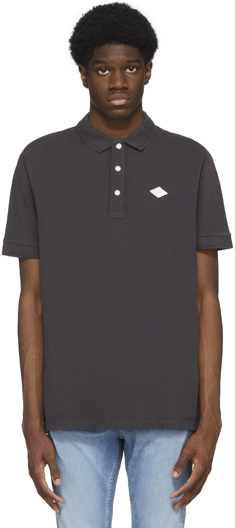 REPLAY: Black Logo Polo Shirt - 1