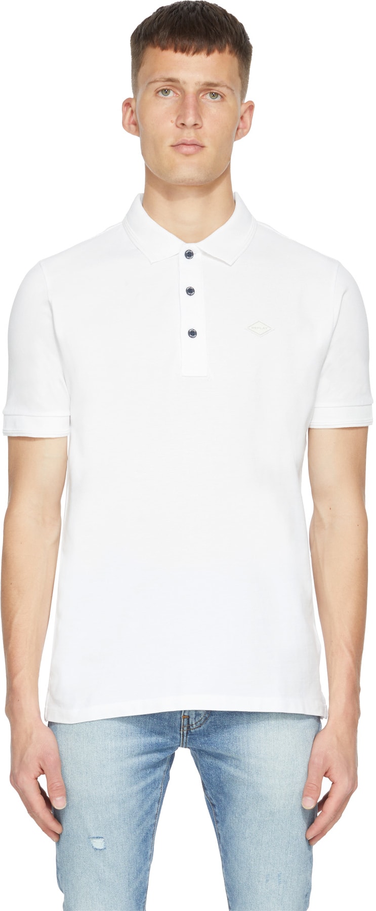 REPLAY: White Logo Polo Shirt - 1