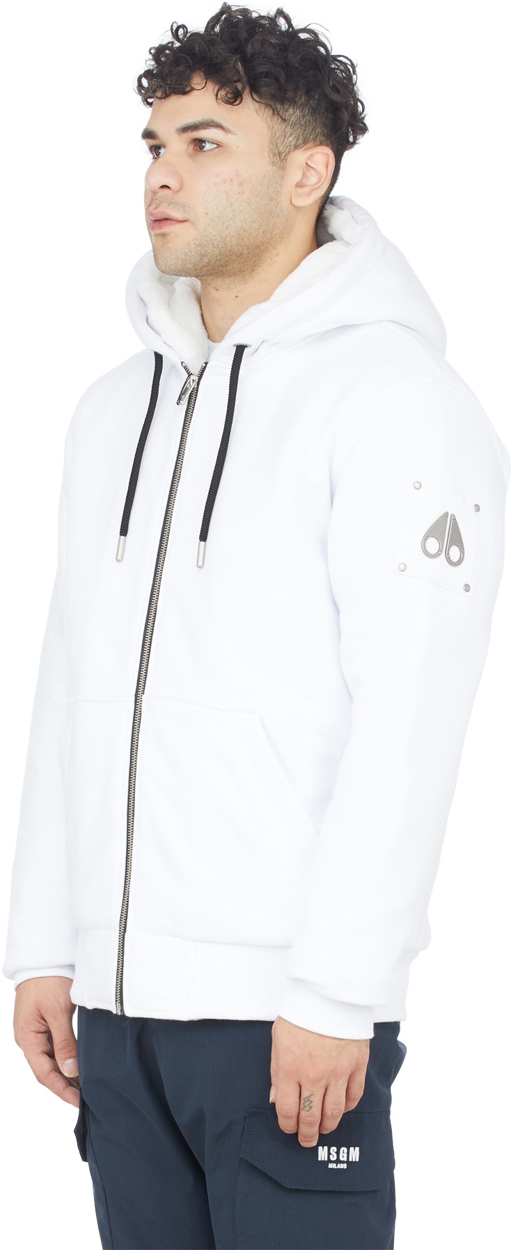 Moose Knuckles: White Classic Bunny Hoodie - 2