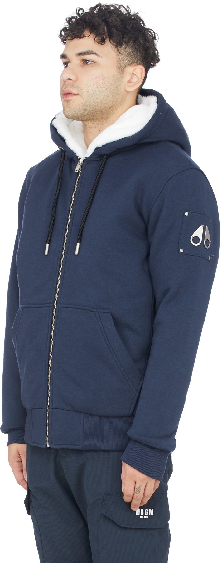 Moose Knuckles: Blue Classic Bunny Hoodie - 2