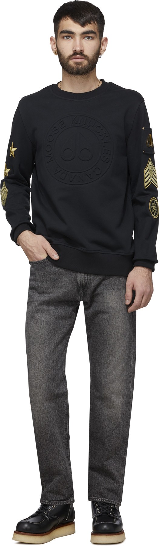 Moose Knuckles: Black Montrose Pullover Sweater - 4