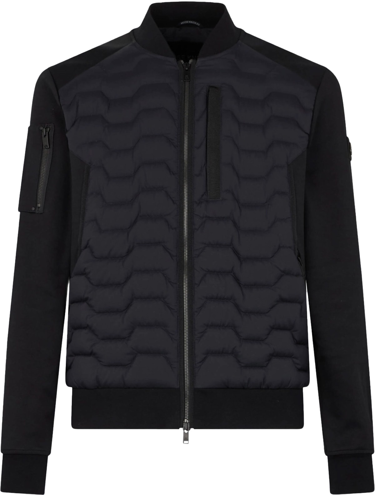 Moose Knuckles: Black Granite Hybrid Bomber Jacket - 1