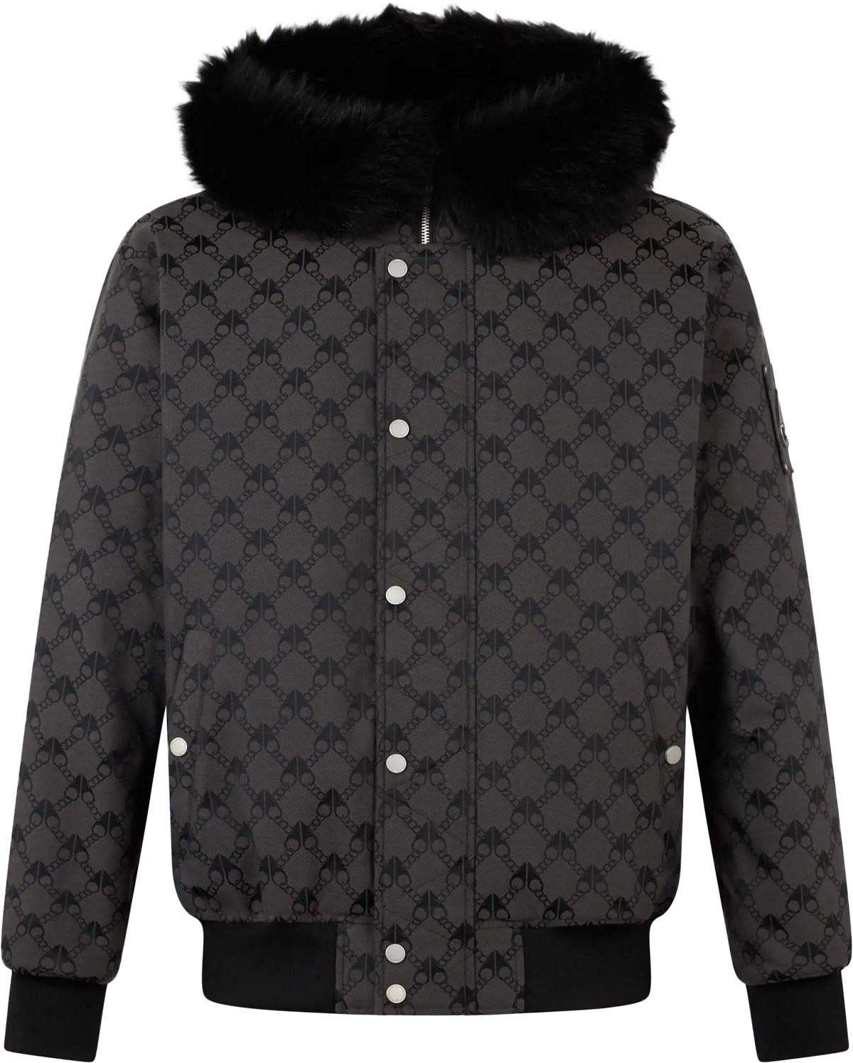 Moose Knuckles: Grey Denali Monogram Bomber Jacket - 1