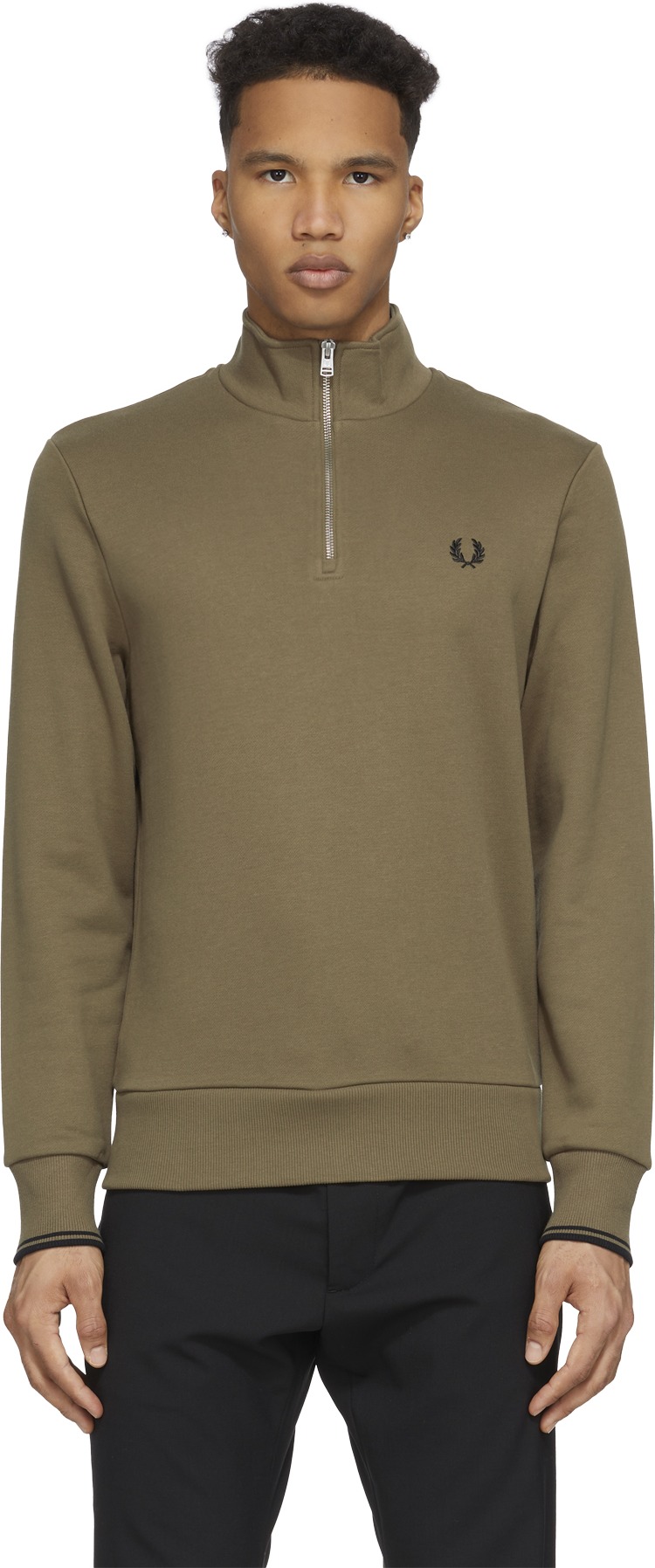 Fred Perry: Brown Half Zip Sweater - 1