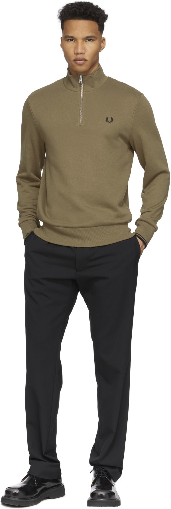 Fred Perry: Brown Half Zip Sweater - 4