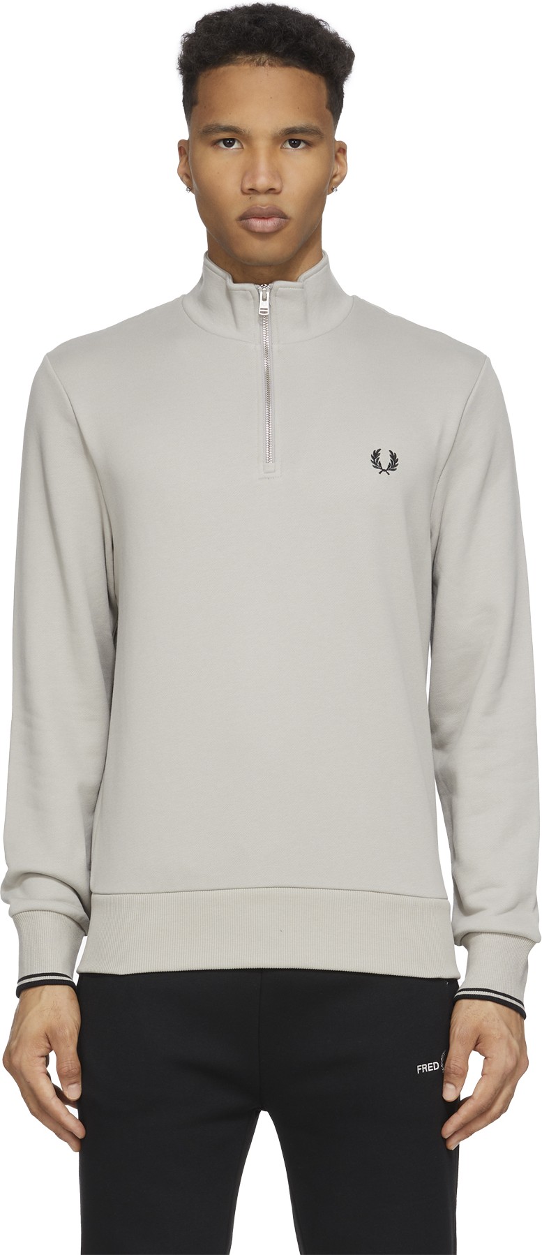 Fred Perry: Gris Pull à Demi-Glissière Gris - 1