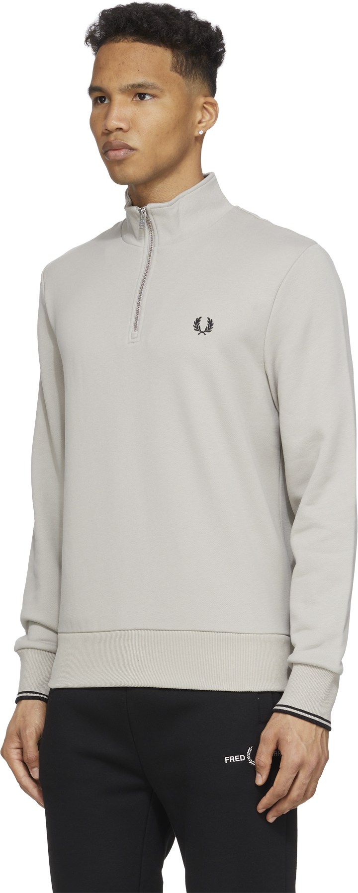 Fred Perry: Gris Pull à Demi-Glissière Gris - 2
