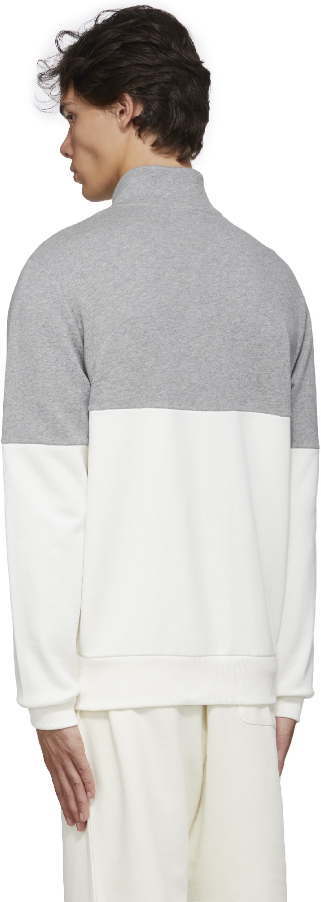 Fred Perry: White Color Block Half Zip Sweater - 3