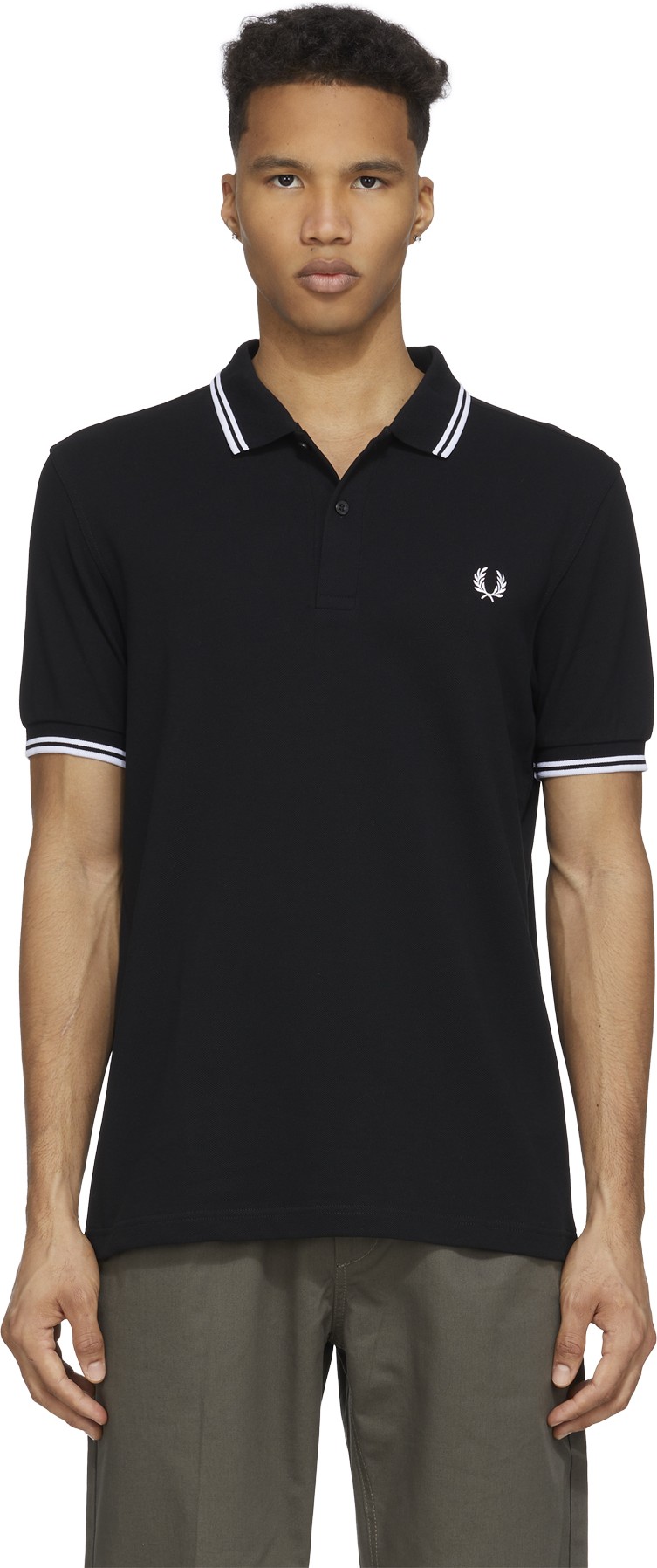 Fred Perry: Black M3600 Twin Tipped Polo Shirt - 1