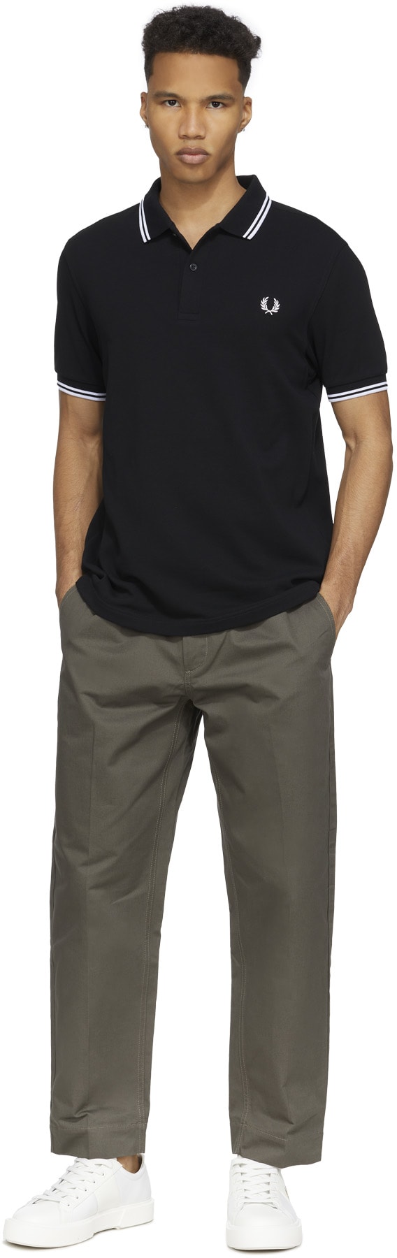 Fred Perry: Black M3600 Twin Tipped Polo Shirt - 4