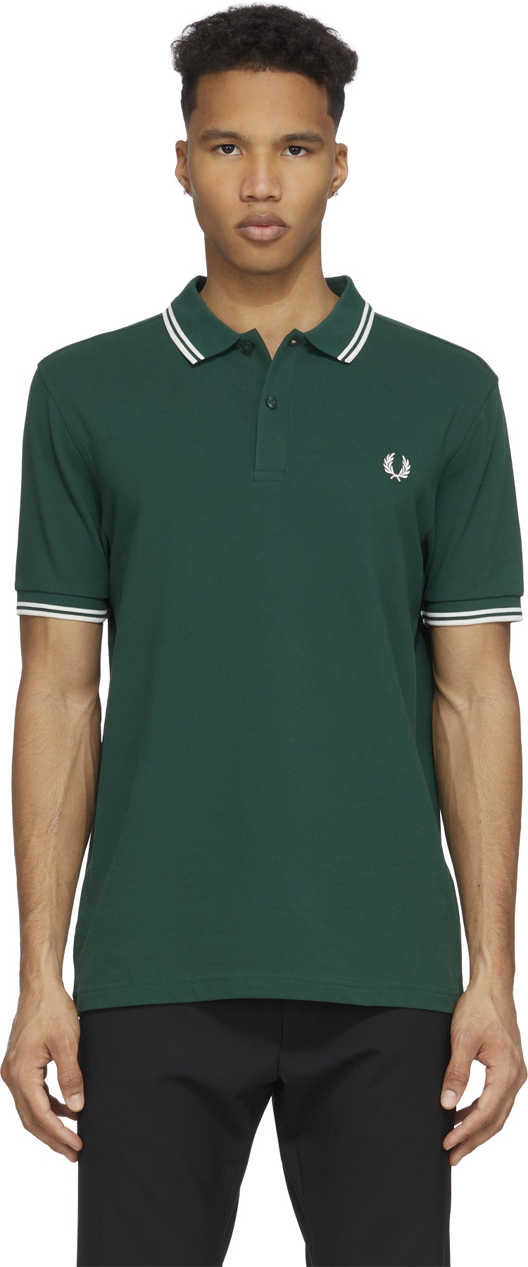 Fred Perry: Green M3600 Twin Tipped Polo Shirt - 1