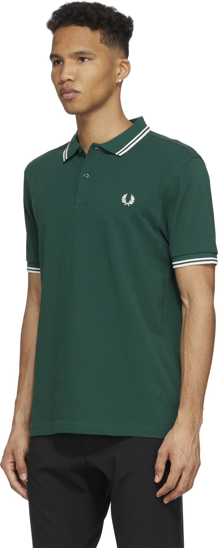 Fred Perry: Green M3600 Twin Tipped Polo Shirt - 2