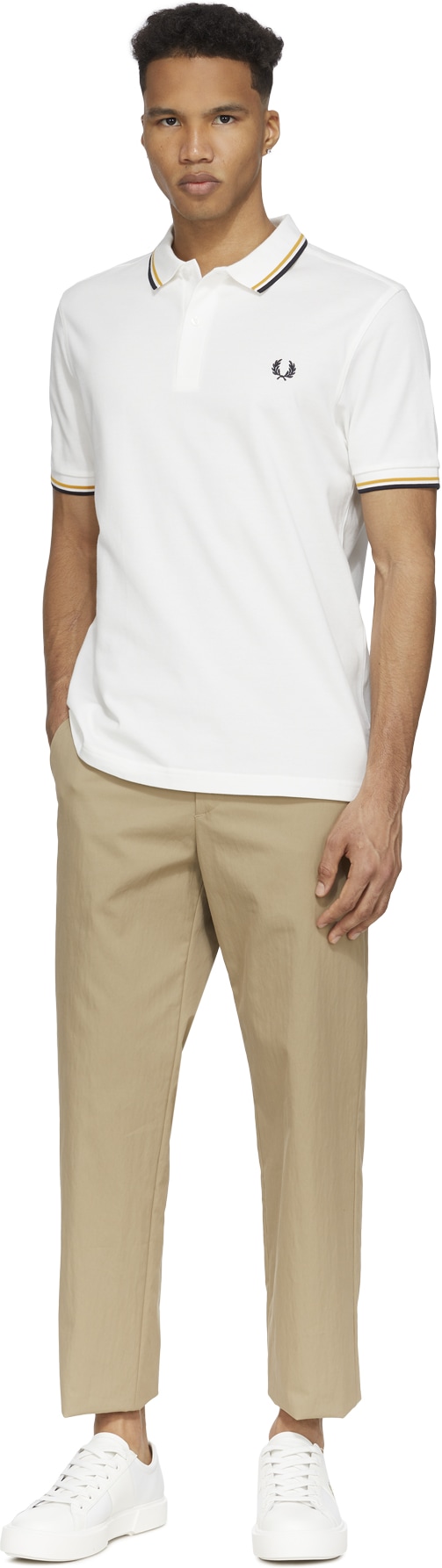 Fred Perry: White M3600 Twin Tipped Polo Shirt - 4