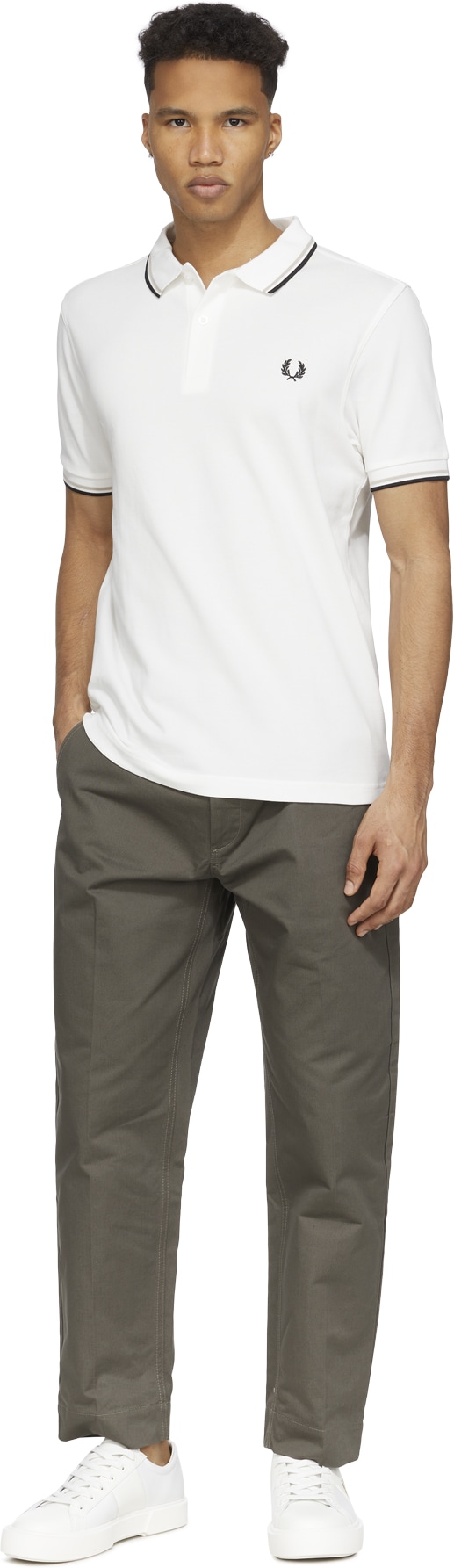 Fred Perry: Blanc Polo Twin Tipped M3600 Blanc - 4