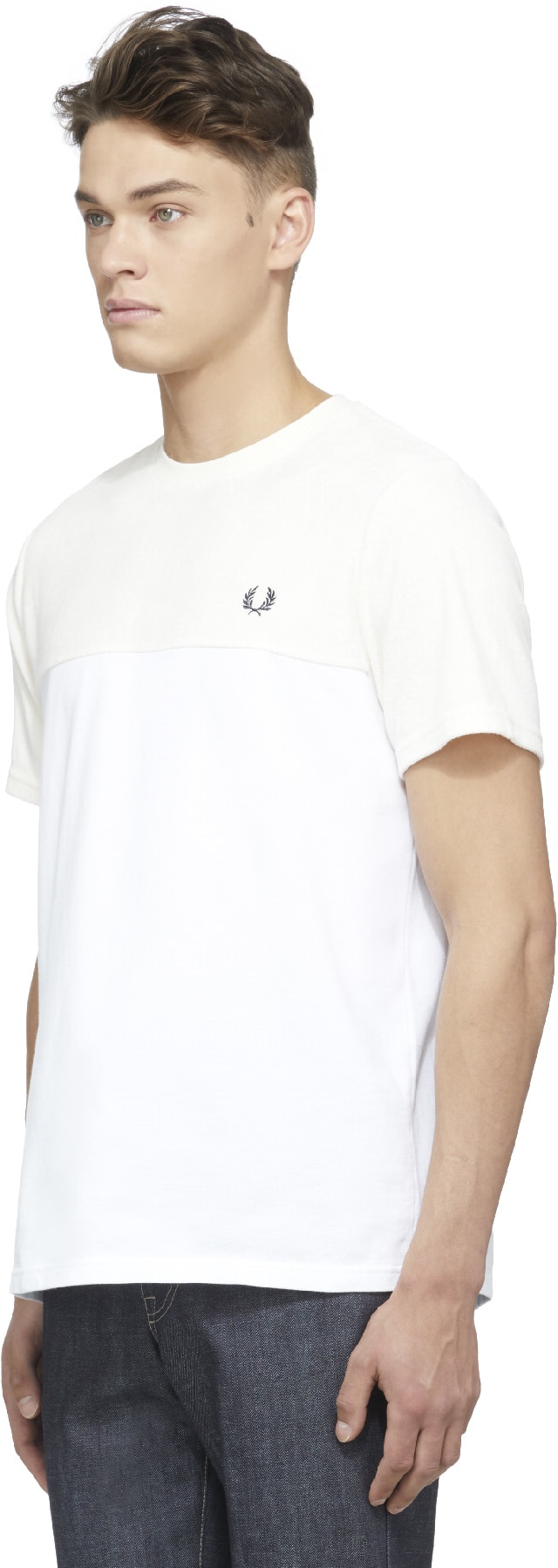 Fred Perry: Neutrals Towelling Panel Piqué T-Shirt - 2