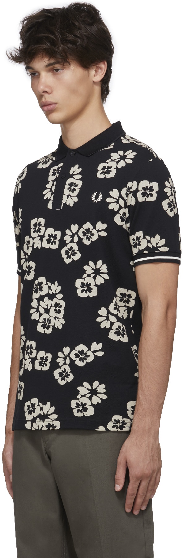 Fred Perry: Black Floral Print Polo Shirt - 2
