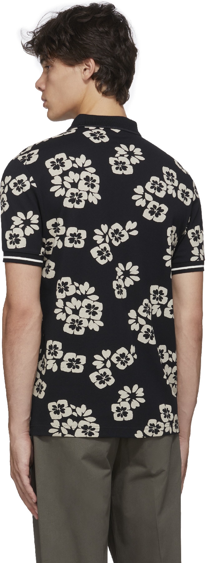 Fred Perry: Black Floral Print Polo Shirt - 3
