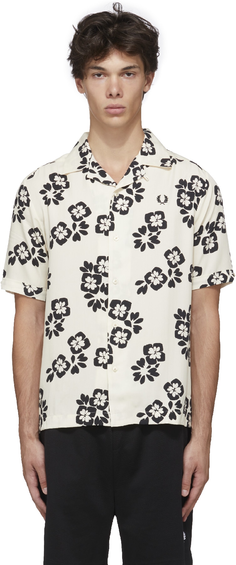 Fred Perry: Neutrals Floral Print Reverse Collar Shirt - 1
