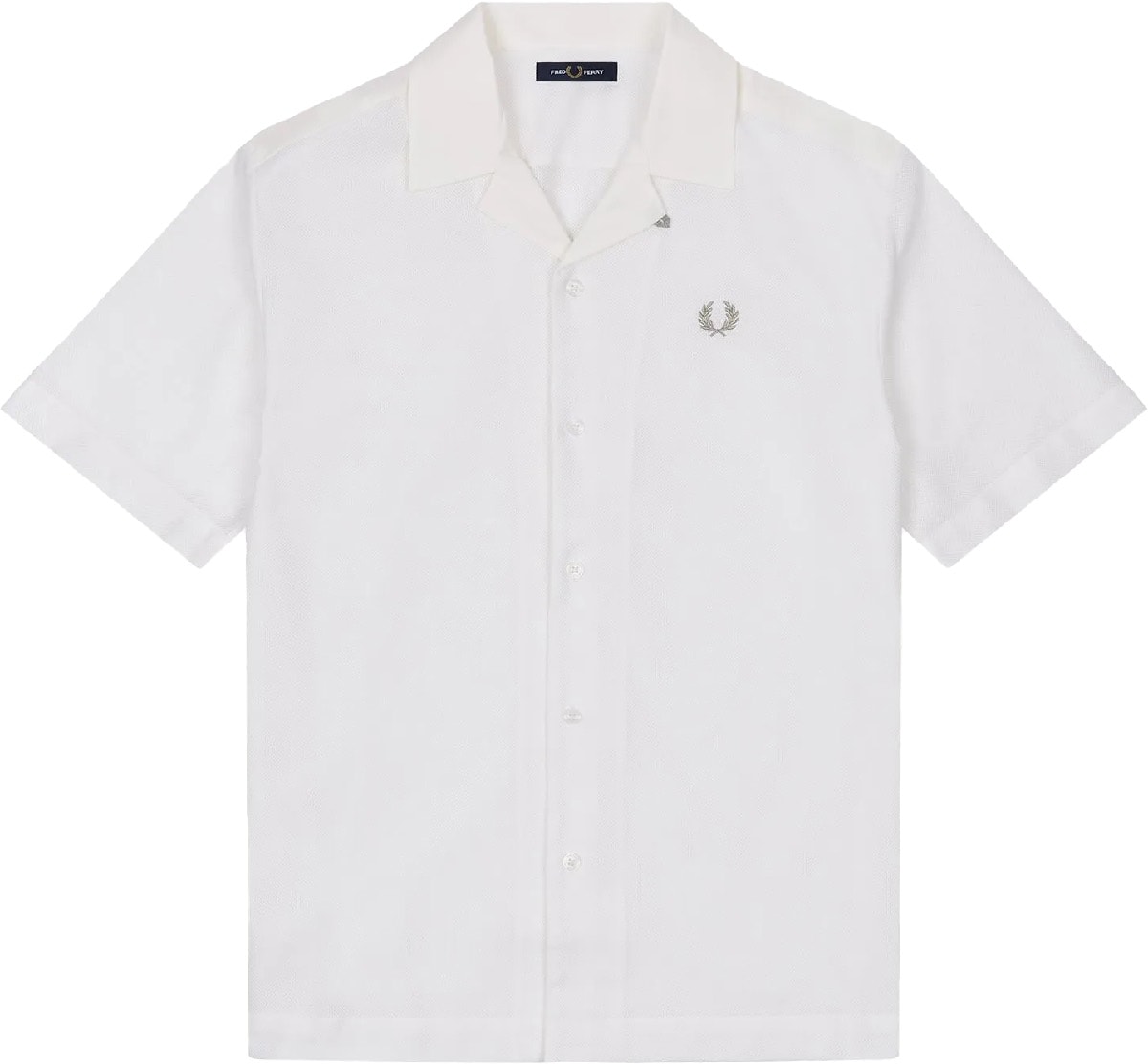 Fred Perry: White Mesh Reverse Collar Shirt - 1