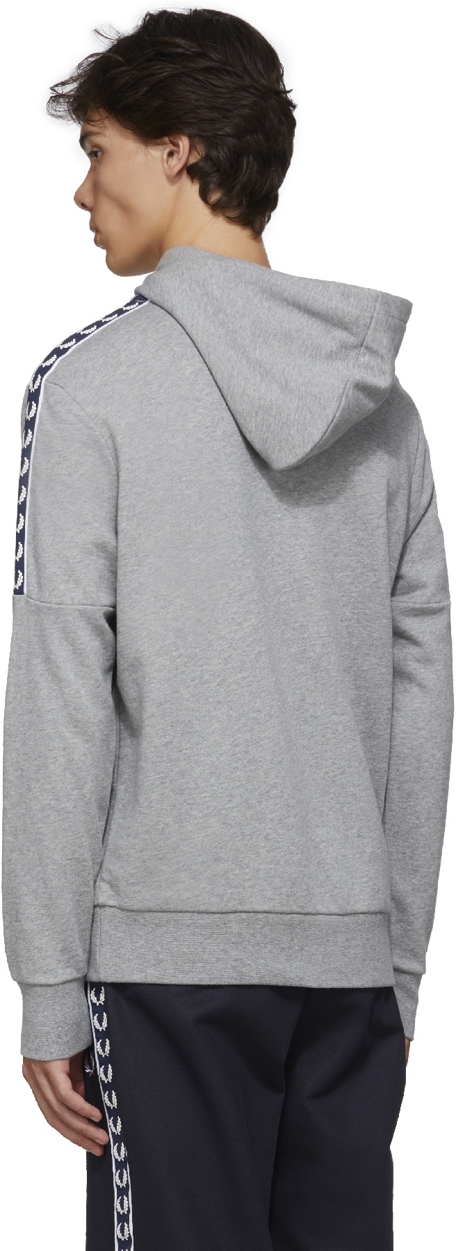 Fred Perry: Grey Panelled Taped Hoodie - 3