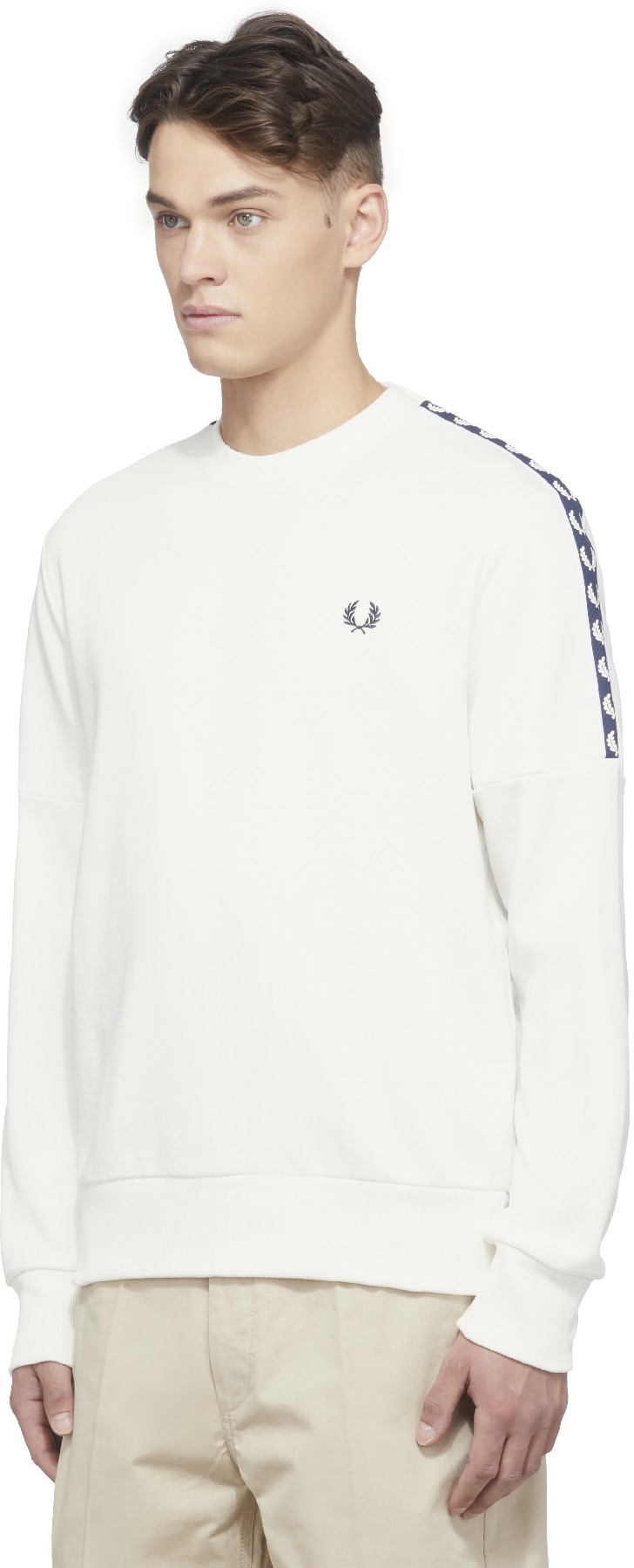 Fred Perry: White Panelled Taped Crew Sweater - 2