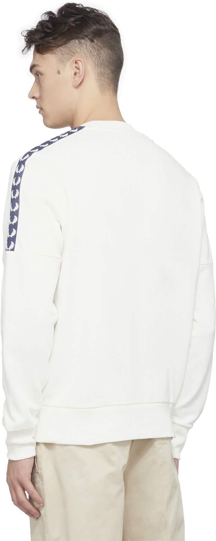 Fred Perry: White Panelled Taped Crew Sweater - 3