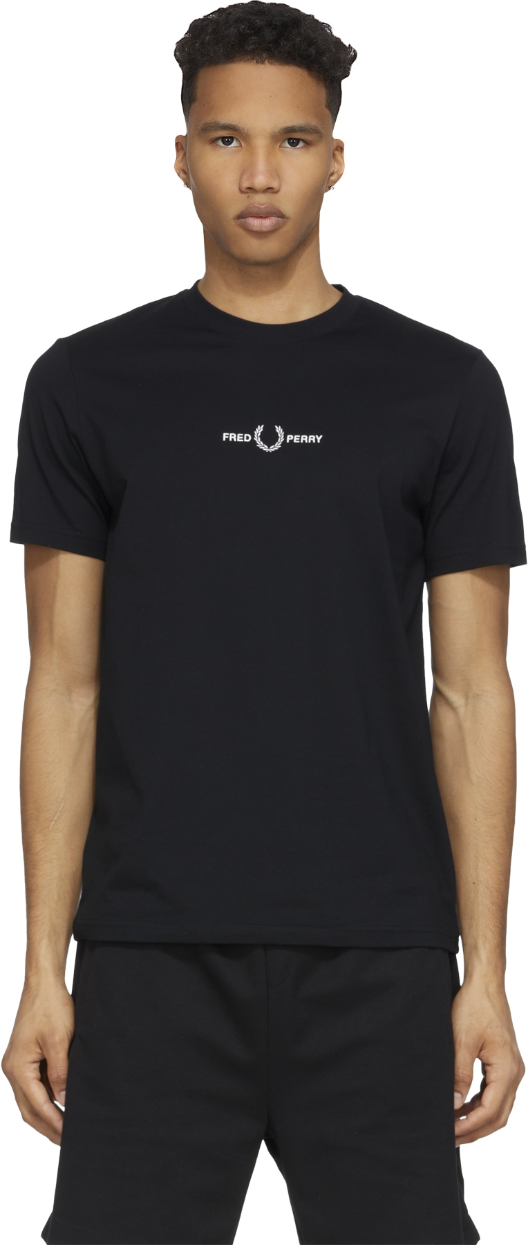 Fred Perry: Black Embroidered T-Shirt - 1