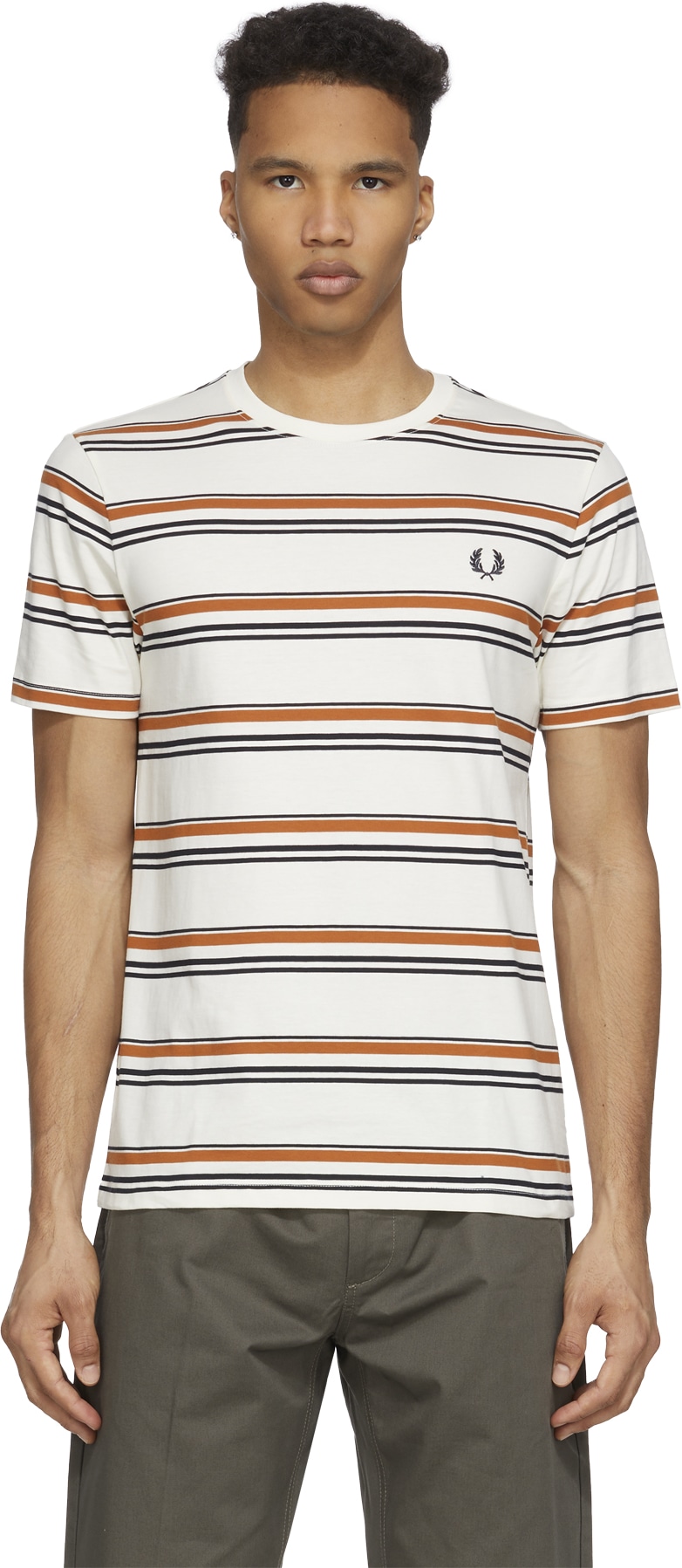 Fred Perry: Neutrals Fine Stripe T-Shirt - 1