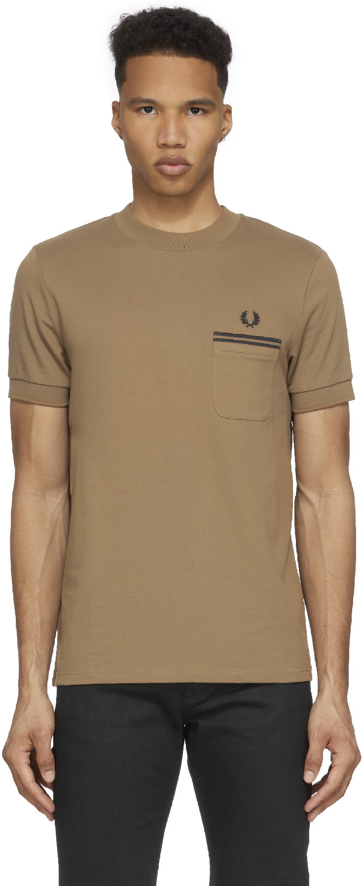 Fred Perry: Brown Twin Tipped Pocket T-Shirt - 1