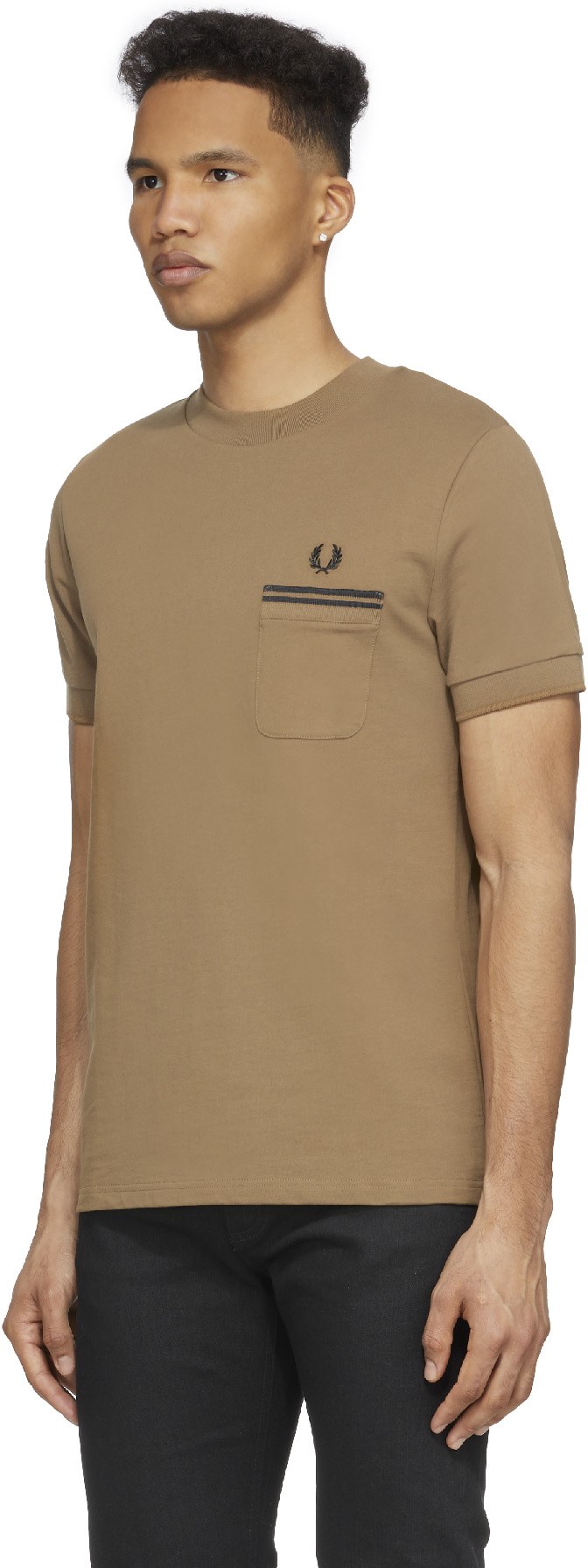 Fred Perry: Brown Twin Tipped Pocket T-Shirt - 2