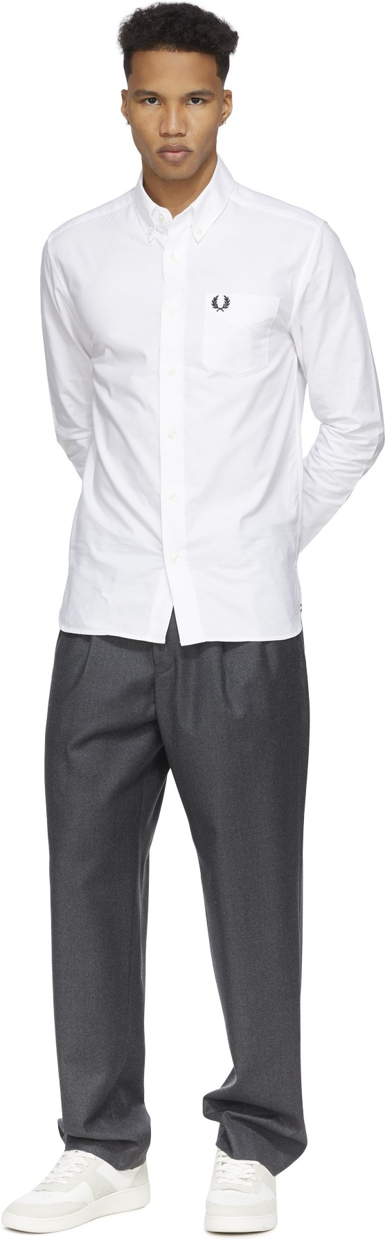 Fred Perry: Blanc Chemise Oxford Blanc - 4