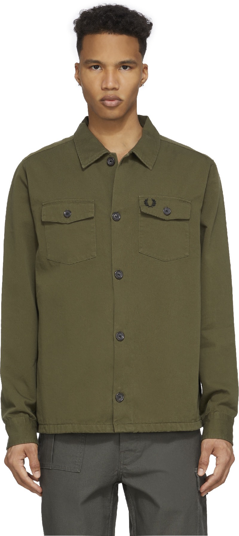 Fred Perry: Green Twill Overshirt - 1