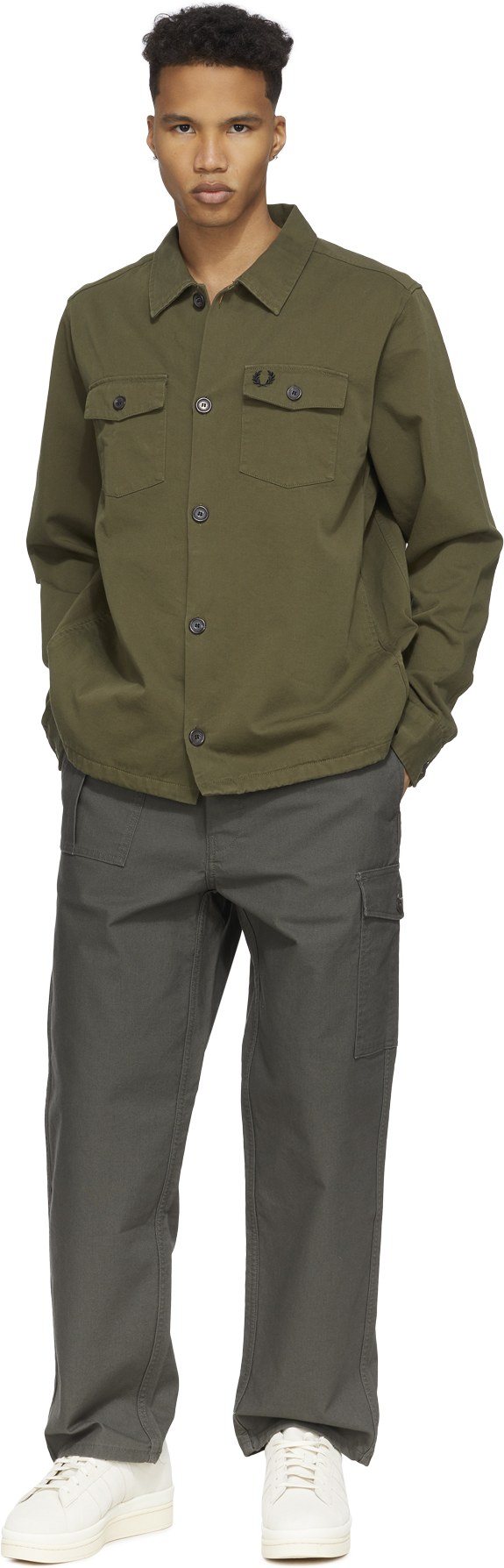 Fred Perry: Green Twill Overshirt - 4