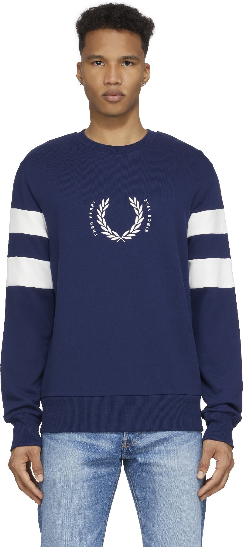 Fred Perry: Blue Bold Tipped Crew Sweater - 1